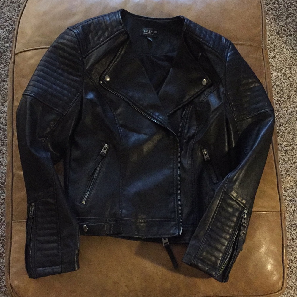 Topshop Nelly Faux Leather Biker Jacket